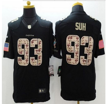 New Miami Dolphins #93 Ndamukong Suh Black Men's Stitched NFL Limited Salute to Service Jersey