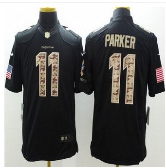 Nike Miami Dolphins #11 DeVante Parker Black Men's Stitched NFL Limited Salute to Service Jersey