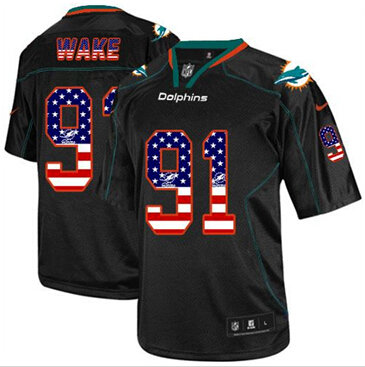 NEW Miami Dolphins #91 Cameron Wake Black NFL Elite USA Flag Fashion Jersey NEW Miami Dolphins #91 Cameron Wake Black NFL Elite USA Flag Fashion Jersey