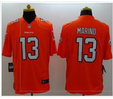 NEW Miami Dolphins #13 Dan Marino Orange Alternate NFL Limited Jersey