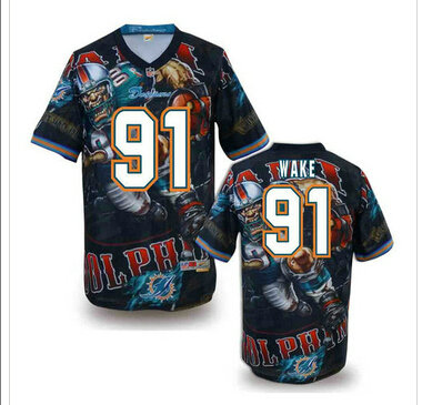 Miami Dolphins #91 WAKE Men's Stitched NFL Elite Fanatical Version Jersey (1)