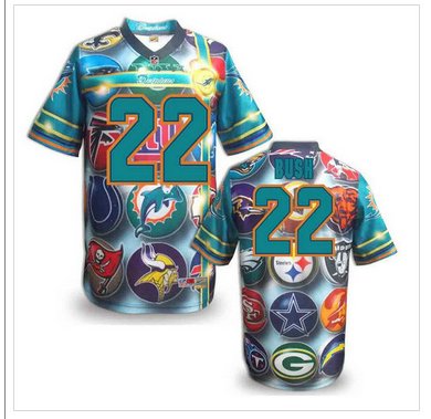 Miami Dolphins #22 BUSH Men's Stitched NFL Elite Fanatical Version Jersey (9)