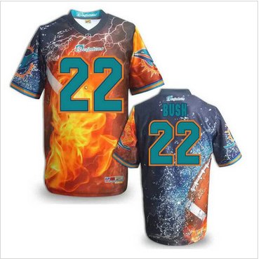 Miami Dolphins #22 BUSH Men's Stitched NFL Elite Fanatical Version Jersey (1)