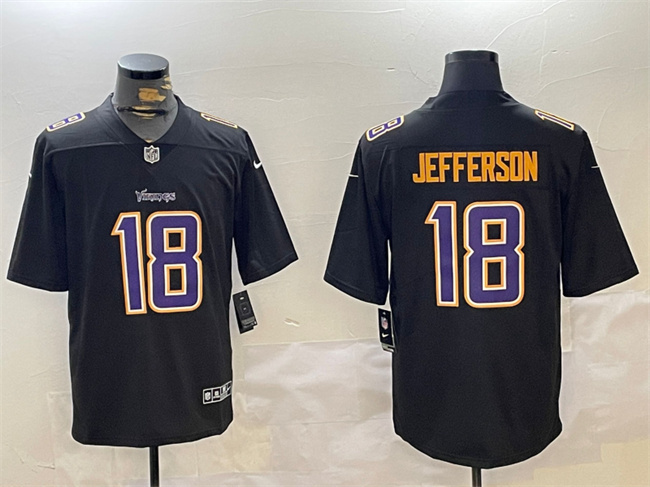 Men's Minnesota Vikings #18 Justin Jefferson Black Vapor Untouchable Limited Stitched Jersey Men's Minnesota Vikings #18 Justin Jefferson Black Vapor Untouchable Limited Stitched Jersey