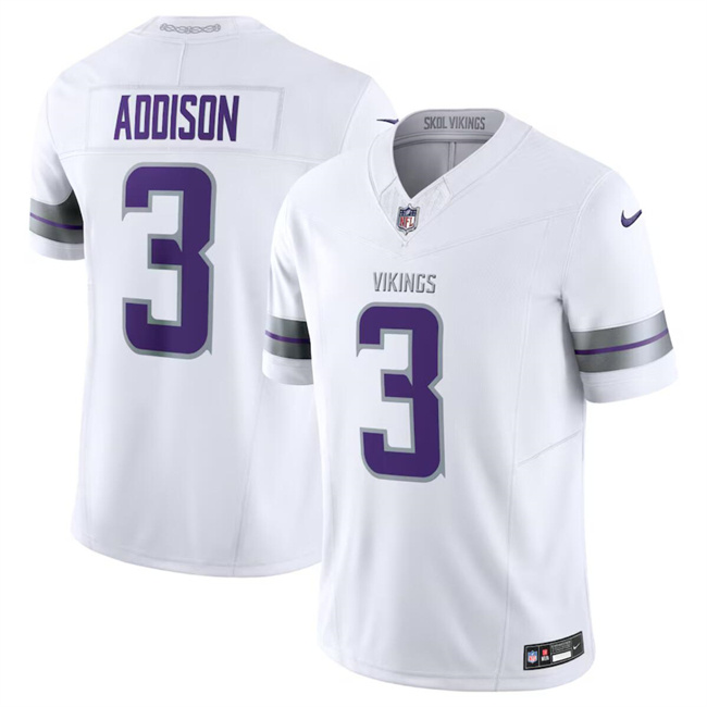Men's Minnesota Vikings #3 Jordan Addison White F.U.S.E. Winter Warrior Limited Stitched Jersey Men's Minnesota Vikings #3 Jordan Addison White F.U.S.E. Winter Warrior Limited Stitched Jersey
