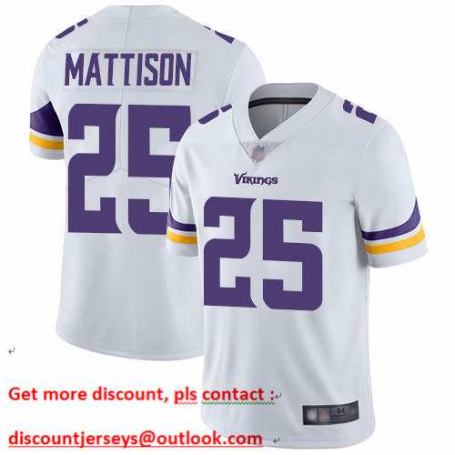 Vikings #25 Alexander Mattison White Men's Stitched Football Vapor Untouchable Limited Jersey