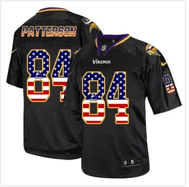 NEW Minnesota Vikings #84 Cordarrelle Patterson Black NFL Elite USA Flag Fashion Jersey