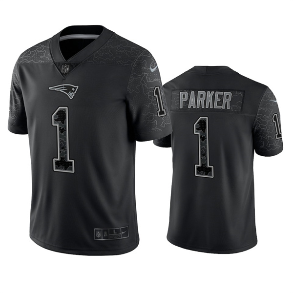 Men's New England Patriots #1 DeVante Parker Black Reflective Limited Stitched Football Jersey Men's New England Patriots #1 DeVante Parker Black Reflective Limited Stitched Football Jersey