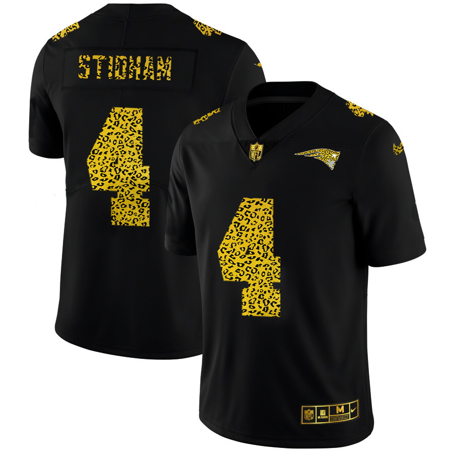 New England Patriots #4 Jarrett Stidham Men's Nike Leopard Print Fashion Vapor Limited NFL Jersey Black New England Patriots #4 Jarrett Stidham Men's Nike Leopard Print Fashion Vapor Limited NFL Jersey Black