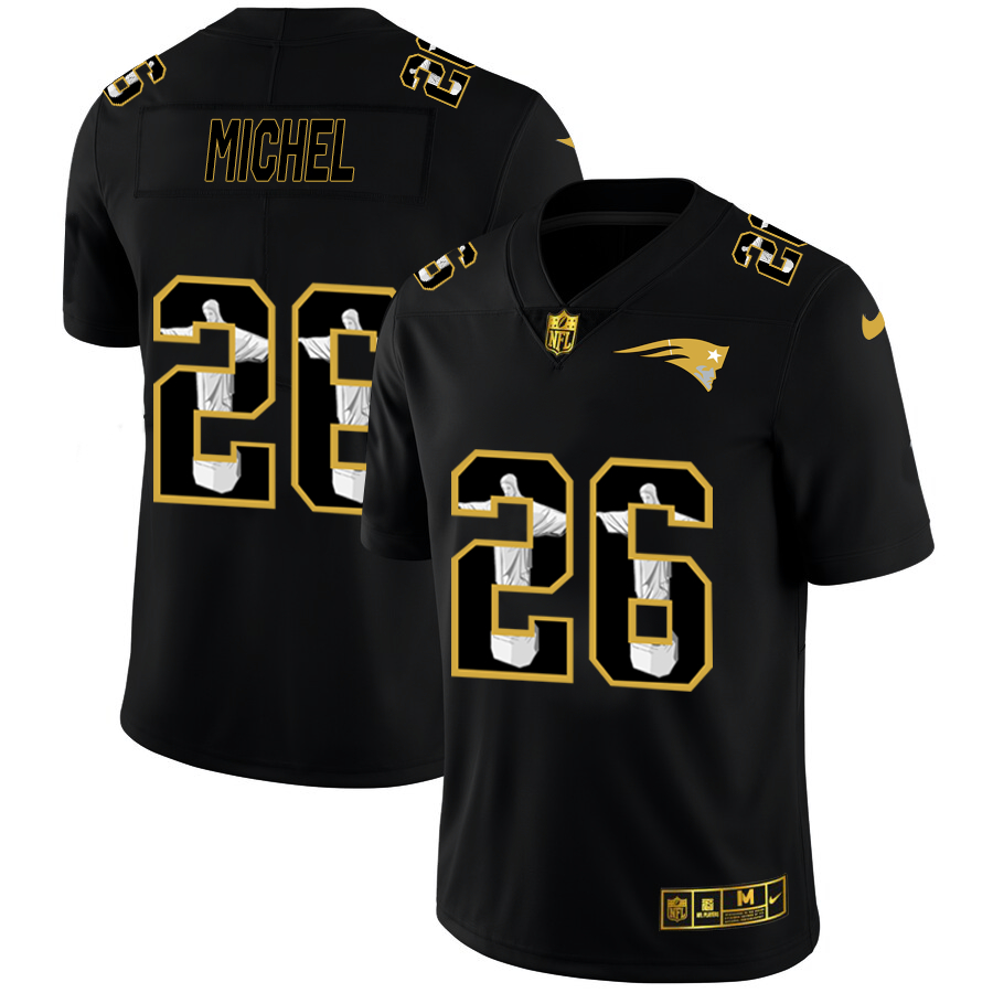 Nike Patriots 26 Sony Michel Black Jesus Faith Edition Limited Jersey Nike Patriots 26 Sony Michel Black Jesus Faith Edition Limited Jersey