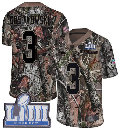 Nike Patriots #3 Stephen Gostkowski Camo Super Bowl LIII Bound Men's Stitched NFL Limited Rush Realtree Jersey Nike Patriots #3 Stephen Gostkowski Camo Super Bowl LIII Bound Men's Stitched NFL Limited Rush Realtree Jersey
