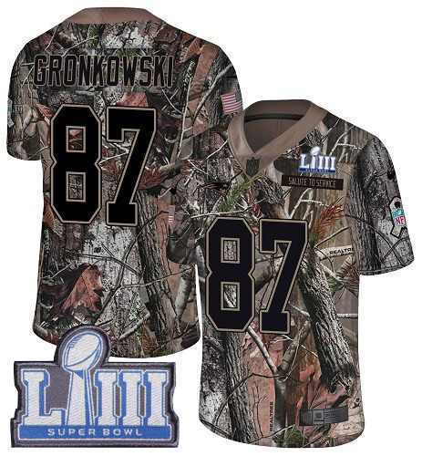 Nike Patriots #87 Rob Gronkowski Camo Super Bowl LIII Bound Men's Stitched NFL Limited Rush Realtree Jersey Nike Patriots #87 Rob Gronkowski Camo Super Bowl LIII Bound Men's Stitched NFL Limited Rush Realtree Jersey