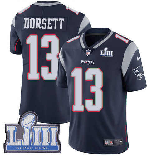 Nike Patriots #13 Phillip Dorsett Navy Blue Team Color Super Bowl LIII Bound Men's Stitched NFL Vapor Untouchable Limited Jersey Nike Patriots #13 Phillip Dorsett Navy Blue Team Color Super Bowl LIII Bound Men's Stitched NFL Vapor Untouchable Limited Jersey