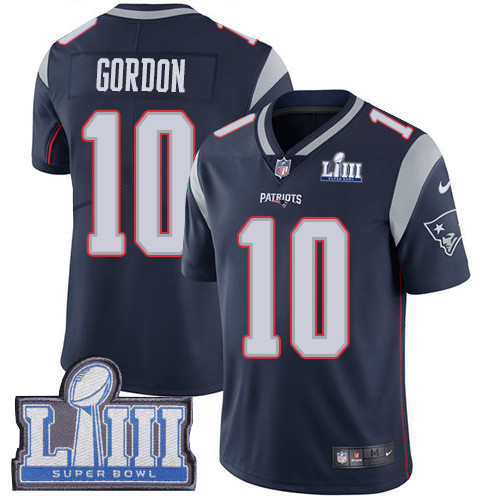 Nike Patriots #10 Josh Gordon Navy Blue Team Color Super Bowl LIII Bound Men's Stitched NFL Vapor Untouchable Limited Jersey Nike Patriots #10 Josh Gordon Navy Blue Team Color Super Bowl LIII Bound Men's Stitched NFL Vapor Untouchable Limited Jersey