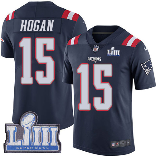 Nike Patriots #15 Chris Hogan Navy Blue Super Bowl LIII Bound Men's Stitched NFL Limited Rush Jersey Nike Patriots #15 Chris Hogan Navy Blue Super Bowl LIII Bound Men's Stitched NFL Limited Rush Jersey