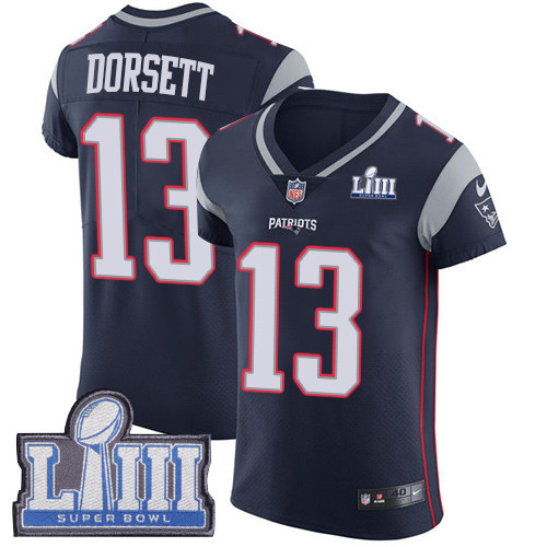 Nike Patriots #13 Phillip Dorsett Navy Blue Team Color Super Bowl LIII Bound Men's Stitched NFL Vapor Untouchable Elite Jersey Nike Patriots #13 Phillip Dorsett Navy Blue Team Color Super Bowl LIII Bound Men's Stitched NFL Vapor Untouchable Elite Jersey