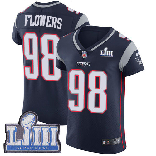 Nike Patriots #98 Trey Flowers Navy Blue Team Color Super Bowl LIII Bound Men's Stitched NFL Vapor Untouchable Elite Jersey Nike Patriots #98 Trey Flowers Navy Blue Team Color Super Bowl LIII Bound Men's Stitched NFL Vapor Untouchable Elite Jersey