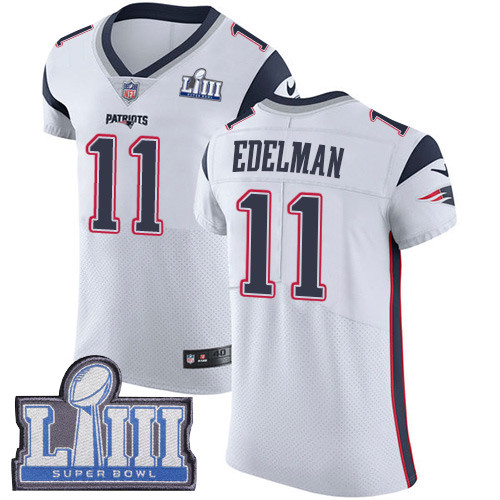 Nike Patriots #11 Julian Edelman White Super Bowl LIII Bound Men's Stitched NFL Vapor Untouchable Elite Jersey Nike Patriots #11 Julian Edelman White Super Bowl LIII Bound Men's Stitched NFL Vapor Untouchable Elite Jersey