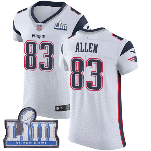 Nike Patriots #83 Dwayne Allen White Super Bowl LIII Bound Men's Stitched NFL Vapor Untouchable Elite Jersey Nike Patriots #83 Dwayne Allen White Super Bowl LIII Bound Men's Stitched NFL Vapor Untouchable Elite Jersey