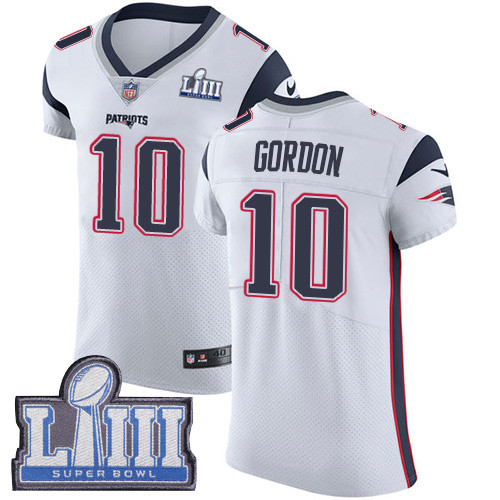 Nike Patriots #10 Josh Gordon White Super Bowl LIII Bound Men's Stitched NFL Vapor Untouchable Elite Jersey Nike Patriots #10 Josh Gordon White Super Bowl LIII Bound Men's Stitched NFL Vapor Untouchable Elite Jersey