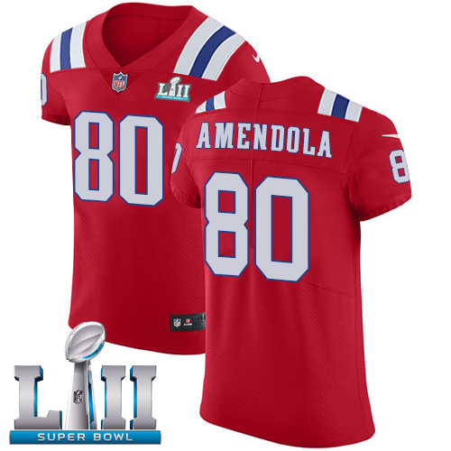 Nike Patriots #80 Danny Amendola Red Alternate Super Bowl LII Men's Stitched NFL Vapor Untouchable Elite Jersey Nike Patriots #80 Danny Amendola Red Alternate Super Bowl LII Men's Stitched NFL Vapor Untouchable Elite Jersey