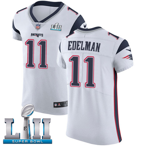 Nike Patriots #11 Julian Edelman White Super Bowl LII Men's Stitched NFL Vapor Untouchable Elite Jersey Nike Patriots #11 Julian Edelman White Super Bowl LII Men's Stitched NFL Vapor Untouchable Elite Jersey