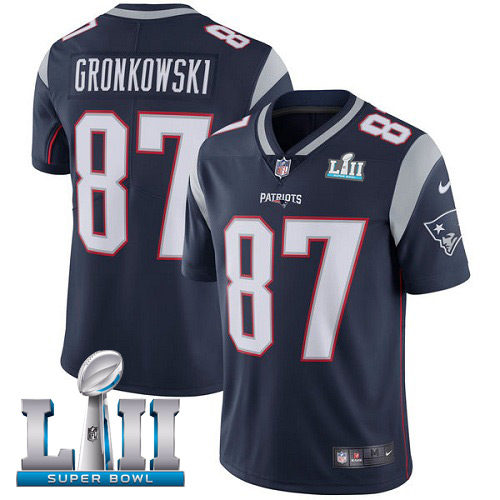 Nike Patriots #87 Rob Gronkowski Navy Blue Team Color Super Bowl LII Men's Stitched NFL Vapor Untouchable Limited Jersey