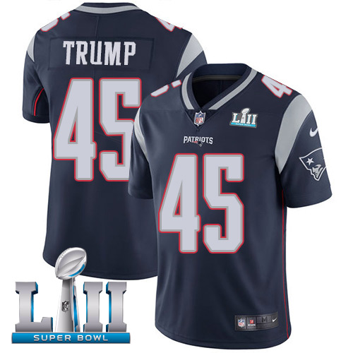 Nike Patriots #45 Donald Trump Navy Blue Team Color Super Bowl LII Men's Stitched NFL Vapor Untouchable Limited Jersey Nike Patriots #45 Donald Trump Navy Blue Team Color Super Bowl LII Men's Stitched NFL Vapor Untouchable Limited Jersey