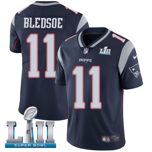 Nike Patriots #11 Drew Bledsoe Navy Blue Team Color Super Bowl LII Men's Stitched NFL Vapor Untouchable Limited Jersey Nike Patriots #11 Drew Bledsoe Navy Blue Team Color Super Bowl LII Men's Stitched NFL Vapor Untouchable Limited Jersey