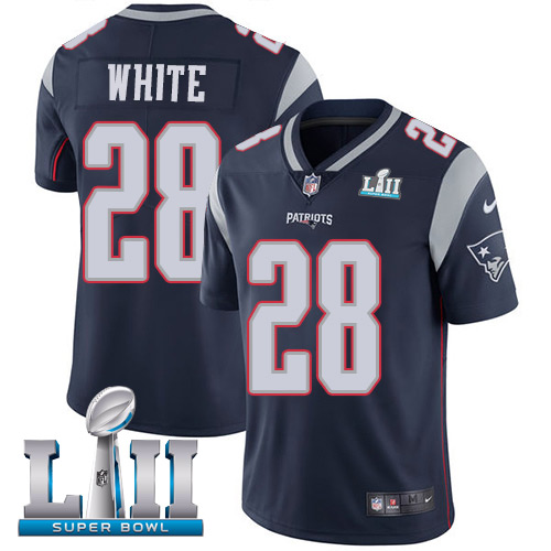 Nike Patriots #28 James White Navy Blue Team Color Super Bowl LII Men's Stitched NFL Vapor Untouchable Limited Jersey Nike Patriots #28 James White Navy Blue Team Color Super Bowl LII Men's Stitched NFL Vapor Untouchable Limited Jersey