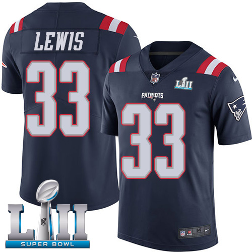 Nike Patriots #33 Dion Lewis Navy Blue Super Bowl LII Men's Stitched NFL Limited Rush Jersey