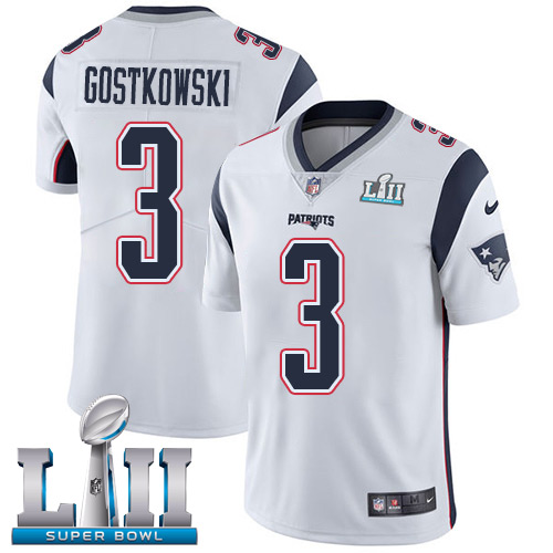 Nike Patriots #3 Stephen Gostkowski White Super Bowl LII Men's Stitched NFL Vapor Untouchable Limited Jersey Nike Patriots #3 Stephen Gostkowski White Super Bowl LII Men's Stitched NFL Vapor Untouchable Limited Jersey