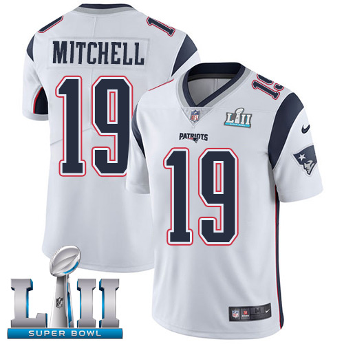 Nike Patriots #19 Malcolm Mitchell White Super Bowl LII Men's Stitched NFL Vapor Untouchable Limited Jersey Nike Patriots #19 Malcolm Mitchell White Super Bowl LII Men's Stitched NFL Vapor Untouchable Limited Jersey