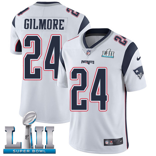 Nike Patriots #24 Stephon Gilmore White Super Bowl LII Men's Stitched NFL Vapor Untouchable Limited Jersey Nike Patriots #24 Stephon Gilmore White Super Bowl LII Men's Stitched NFL Vapor Untouchable Limited Jersey
