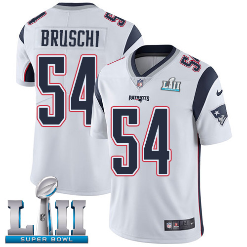 Nike Patriots #54 Tedy Bruschi White Super Bowl LII Men's Stitched NFL Vapor Untouchable Limited Jersey Nike Patriots #54 Tedy Bruschi White Super Bowl LII Men's Stitched NFL Vapor Untouchable Limited Jersey