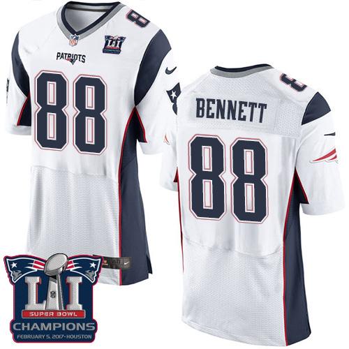 Nike Patriots #88 Martellus Bennett White Super Bowl LI Champions Men's Stitched NFL Elite Jersey