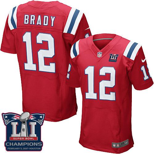 Nike Patriots #12 Tom Brady Red Alternate Super Bowl LI Champions Men's Stitched NFL Elite Jersey