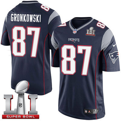 Nike Patriots #87 Rob Gronkowski Navy Blue Team Color Super Bowl LI 51 Men's Stitched NFL Limited Jersey