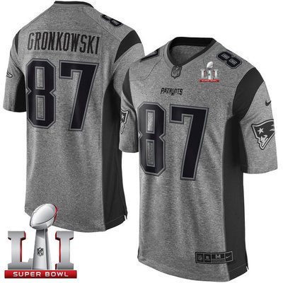 Nike Patriots #87 Rob Gronkowski Gray Super Bowl LI 51 Men's Stitched NFL Limited Gridiron Gray Jersey Nike Patriots #87 Rob Gronkowski Gray Super Bowl LI 51 Men's Stitched NFL Limited Gridiron Gray Jersey