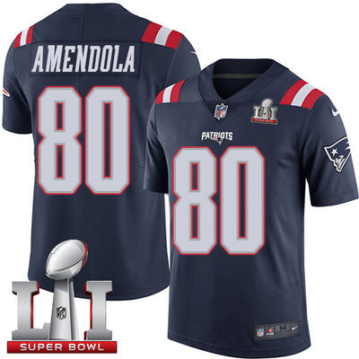 Nike Patriots #80 Danny Amendola Navy Blue Super Bowl LI 51 Men's Stitched NFL Limited Rush Jersey Nike Patriots #80 Danny Amendola Navy Blue Super Bowl LI 51 Men's Stitched NFL Limited Rush Jersey