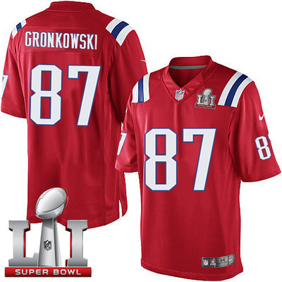 Nike Patriots #87 Rob Gronkowski Red Alternate Super Bowl LI 51 Men's Stitched NFL Limited Jersey