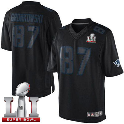 Nike Patriots #87 Rob Gronkowski Black Super Bowl LI 51 Men's Stitched NFL Impact Limited Jersey