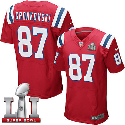 Nike Patriots #87 Rob Gronkowski Red Alternate Super Bowl LI 51 Men's Stitched NFL Elite Jersey