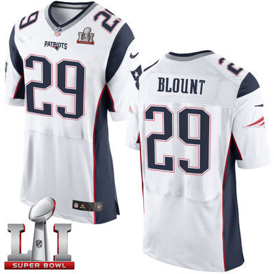Nike Patriots #29 LeGarrette Blount White Super Bowl LI 51 Men's Stitched NFL New Elite Jersey Nike Patriots #29 LeGarrette Blount White Super Bowl LI 51 Men's Stitched NFL New Elite Jersey