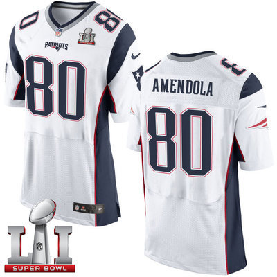 Nike Patriots #80 Danny Amendola White Super Bowl LI 51 Men's Stitched NFL New Elite Jersey
