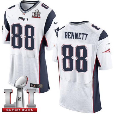 Nike Patriots #88 Martellus Bennett White Super Bowl LI 51 Men's Stitched NFL Elite Jersey Nike Patriots #88 Martellus Bennett White Super Bowl LI 51 Men's Stitched NFL Elite Jersey