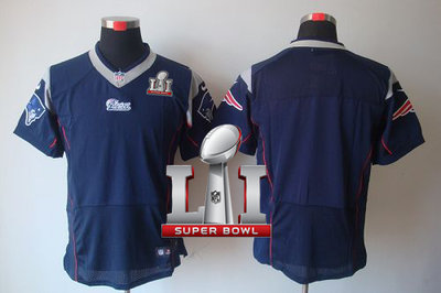 Nike Patriots Blank Navy Blue Team Color Super Bowl LI 51 Men's Stitched NFL Elite Jersey