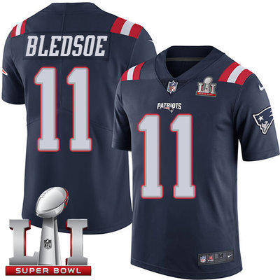 Nike Patriots #11 Drew Bledsoe Navy Blue Super Bowl LI 51 Men's Stitched NFL Limited Rush Jersey Nike Patriots #11 Drew Bledsoe Navy Blue Super Bowl LI 51 Men's Stitched NFL Limited Rush Jersey
