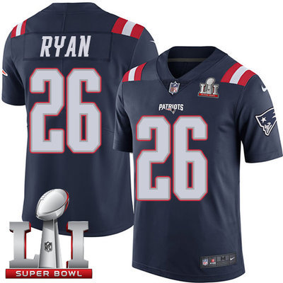 Nike Patriots #26 Logan Ryan Navy Blue Super Bowl LI 51 Men's Stitched NFL Limited Rush Jersey Nike Patriots #26 Logan Ryan Navy Blue Super Bowl LI 51 Men's Stitched NFL Limited Rush Jersey