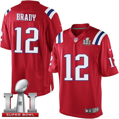 Nike Patriots #12 Tom Brady Red Alternate Super Bowl LI 51 Men's Stitched NFL Limited Jersey Nike Patriots #12 Tom Brady Red Alternate Super Bowl LI 51 Men's Stitched NFL Limited Jersey